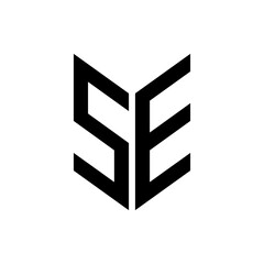 initial letters monogram logo black SE