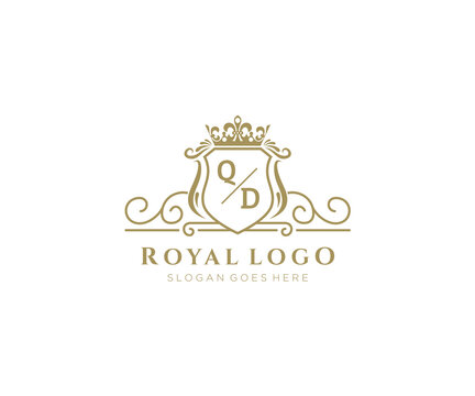 Initial QD Letter Luxurious Brand Logo Template, for Restaurant, Royalty, Boutique, Cafe, Hotel, Heraldic, Jewelry, Fashion and other vector illustration.