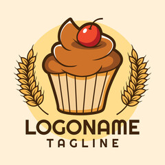 cupcake logo, Bakery logo template, Suitable for restaurant and shop.
