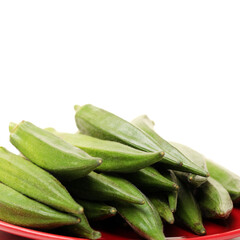 Fresh young okra isolated on white background