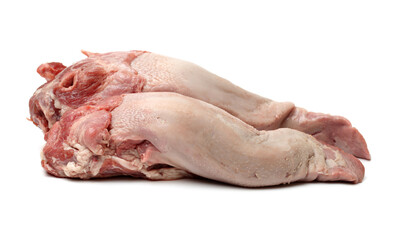 raw pork tongue isolated on white background