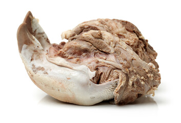 Spiced corned pork tongue isolated on white background
