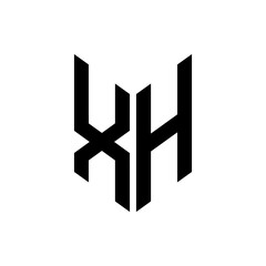 initial letters monogram logo black XH