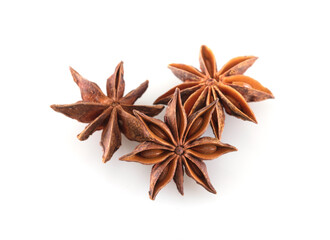 Spice star anise on white background
