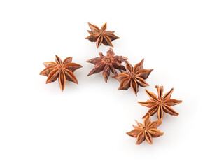 Star anise on white background