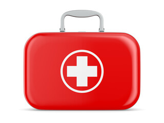 Obraz premium first aid kit on white background. Isolated 3d illustration