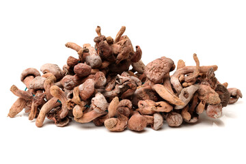 dried mushroom on white background