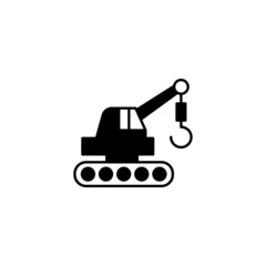 crane machinery icon in solid black flat shape glyph icon, isolated on white background 