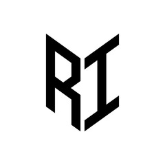 initial letters monogram logo black RI