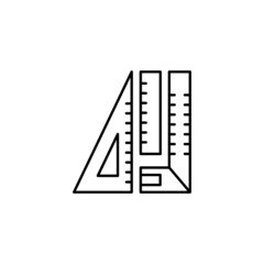 measurement rulers, scale icon in flat black line style, isolated on white background 