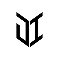 initial letters monogram logo black JI
