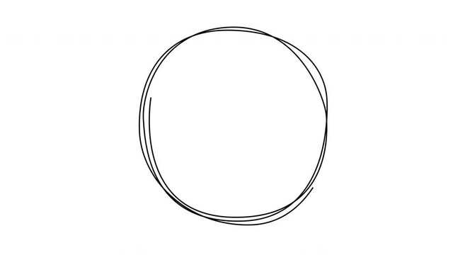 Self drawing animation of circle, round frame. Line art. Luma matte.