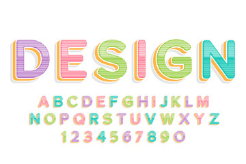 decorative cute colorful Font and Alphabet