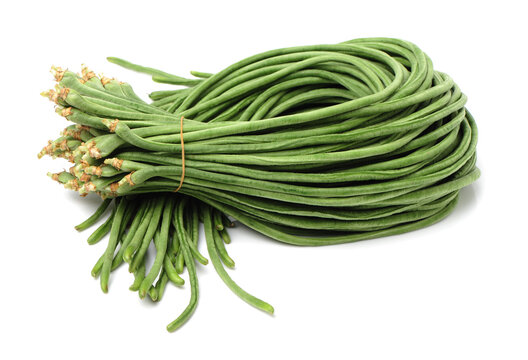 Green Long Beans On White Background