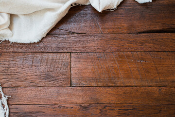 Dark old wooden table texture background top view