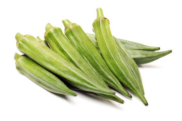 Fresh young okra isolated on white background