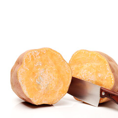 sweet potatoes on a white background 