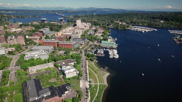 Seattle Washington University District Aerial View on Sunny Day