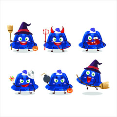 Halloween expression emoticons with cartoon character of blueberry pudding. Vector illustration