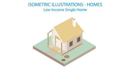 Low income family house concept. Isometric. Modern homes.