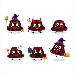 Fotobehang Halloween expression emoticons with cartoon character of chocolate pudding. Vector illustration © kongvector
