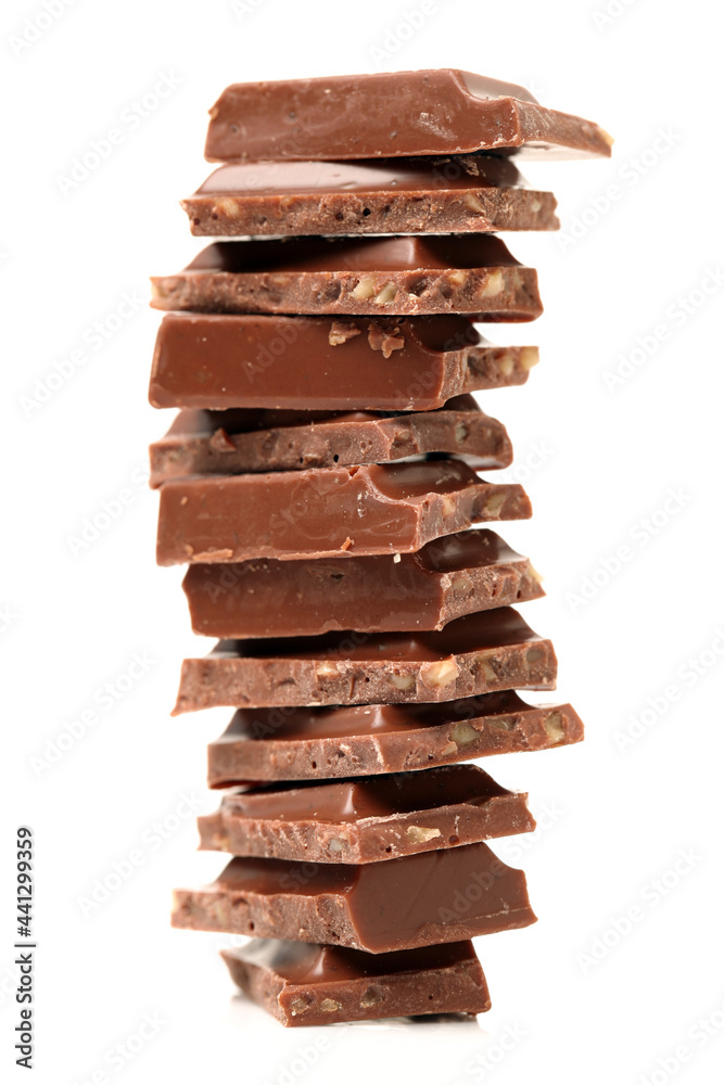 Canvas Prints stack of chocolate on white background