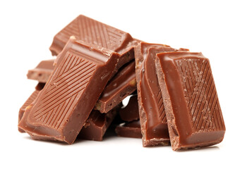 stack of chocolate on white background
