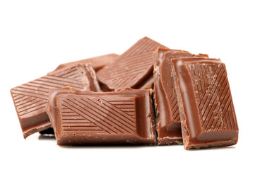 stack of chocolate on white background