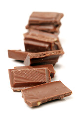 stack of chocolate on white background