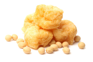Tofu on white background
