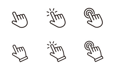 Hand Cursor icon set,  Hand Click icon, Hand Touch icon vector illustration