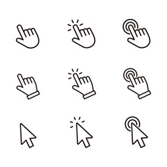 Cursor icon set, Hand Cursor icon set, Click icon vector	