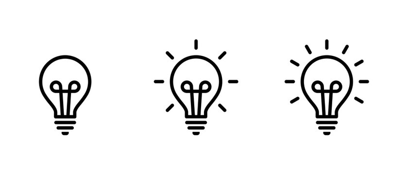 Light Bulb icon set, Idea lamp icon symbol vector	