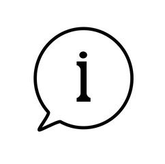 The information sign icon is isolated on a white background. The symbol of the information speech bubble.