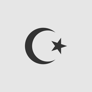 Vector Simple Isolated Star and Crescent Icon