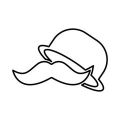 Hat and mustache line icon, father's day symbol. Editable stroke. simple illustration. Design template vector
