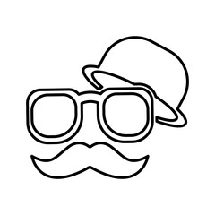 Hat, spectacles and mustache line icon, father's day symbol. Editable stroke. simple illustration. Design template vector