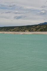 Beautiful Mountain Scenery at Lake Abraham