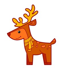 Christmas cartoons clip art . Deer clipart vector illustration