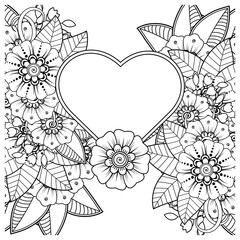 Mehndi flower for henna, mehndi, tattoo, decoration. decorative ornament in ethnic oriental style. doodle ornament. outline hand draw illustration. coloring book page.