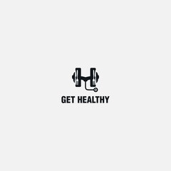 Fototapeta premium healthy fitness food and nutrition logo