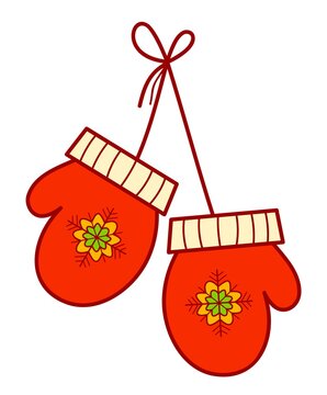 Christmas Cartoons Clip Art . Mittens Clipart Vector Illustration