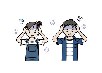 若い男女 カップル 大学生 悩み 心配 不安 イラスト素材 Apprehension Poster Apprehensi Senryu