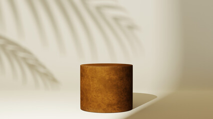 3D rendering of mockup background. Podium for show product. Blank scene showcase with empty round stage.