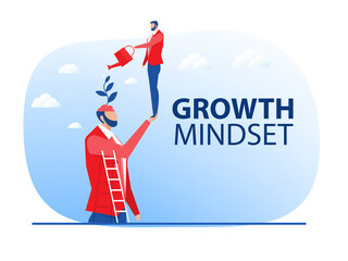 businessman Water the plants brain himself for improved behaves think for growth mindset concept vector