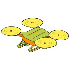 飛行するカメラ付きドローンのイラスト