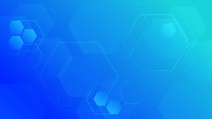 abstract hexagonal background in blue color. can be used for technology presentation, web banner, banner,  and other in technology's theme