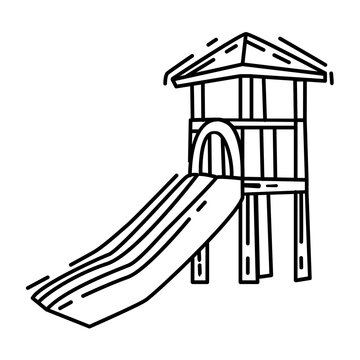 recommend clip art: Playground kids slide ,playing,children,kindergarten. hand drawn icon set, outline black, doodle icon, vector icon