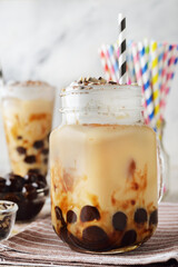 Ice tea with milk and cream