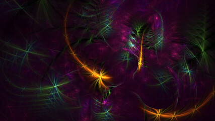 3D rendering abstract multicolor fractal light background